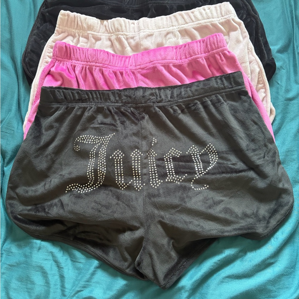 Juicy Couture Sleepwear Rhinestone Logo Shorts SET OF 4